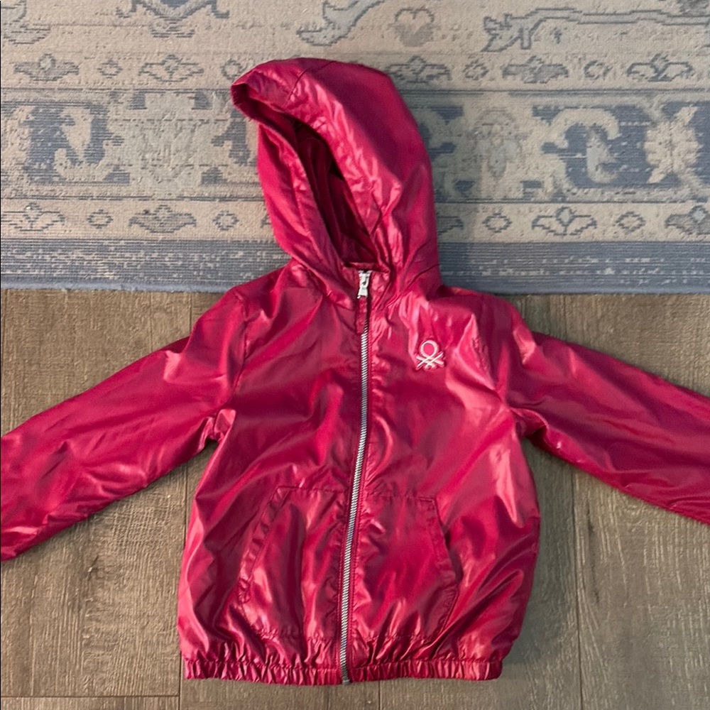 Girls' Shiny Hooded Windbreaker Jacket - Magenta
